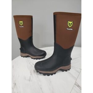 TideWe Boots Mens Size 8 Black Brown Neoprene Rubber Waterproof Pull On